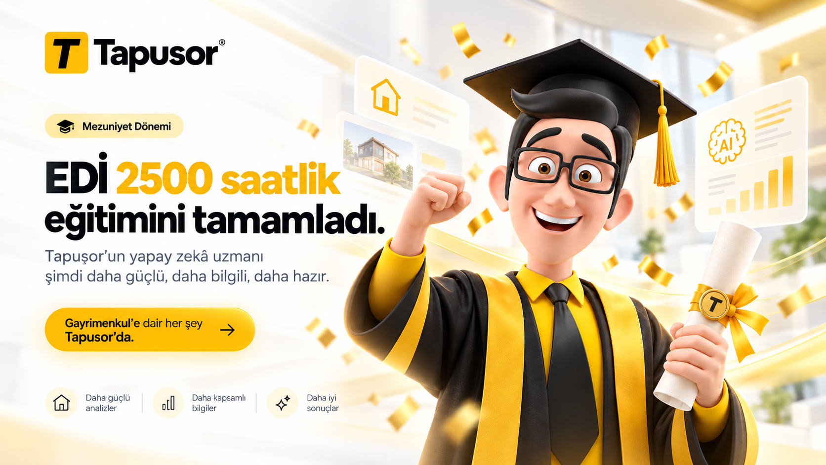 EDİ’nin 2.500 saatlik eğitimini tamamlamasını kutlayan Tapusor görseli